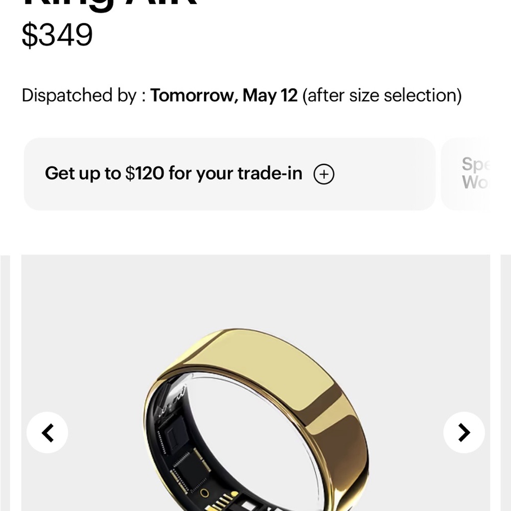Bionic gold Ultrahuman ring size